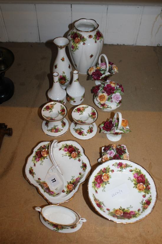 Collection of Royal Albert set bouquets, candlesticks, vases etc, 12 items